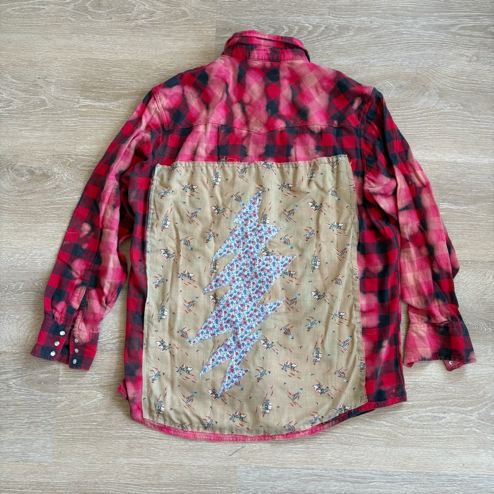 Grateful Dead Upcycled Patchwork Flannel - image 4